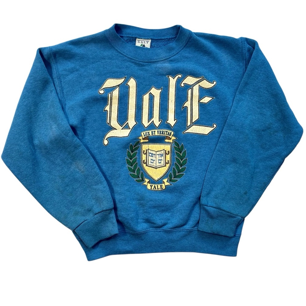 Vintage Yale University Blue Crewneck Sweatshirt USA Sz S Fleece Youth 80s 90s